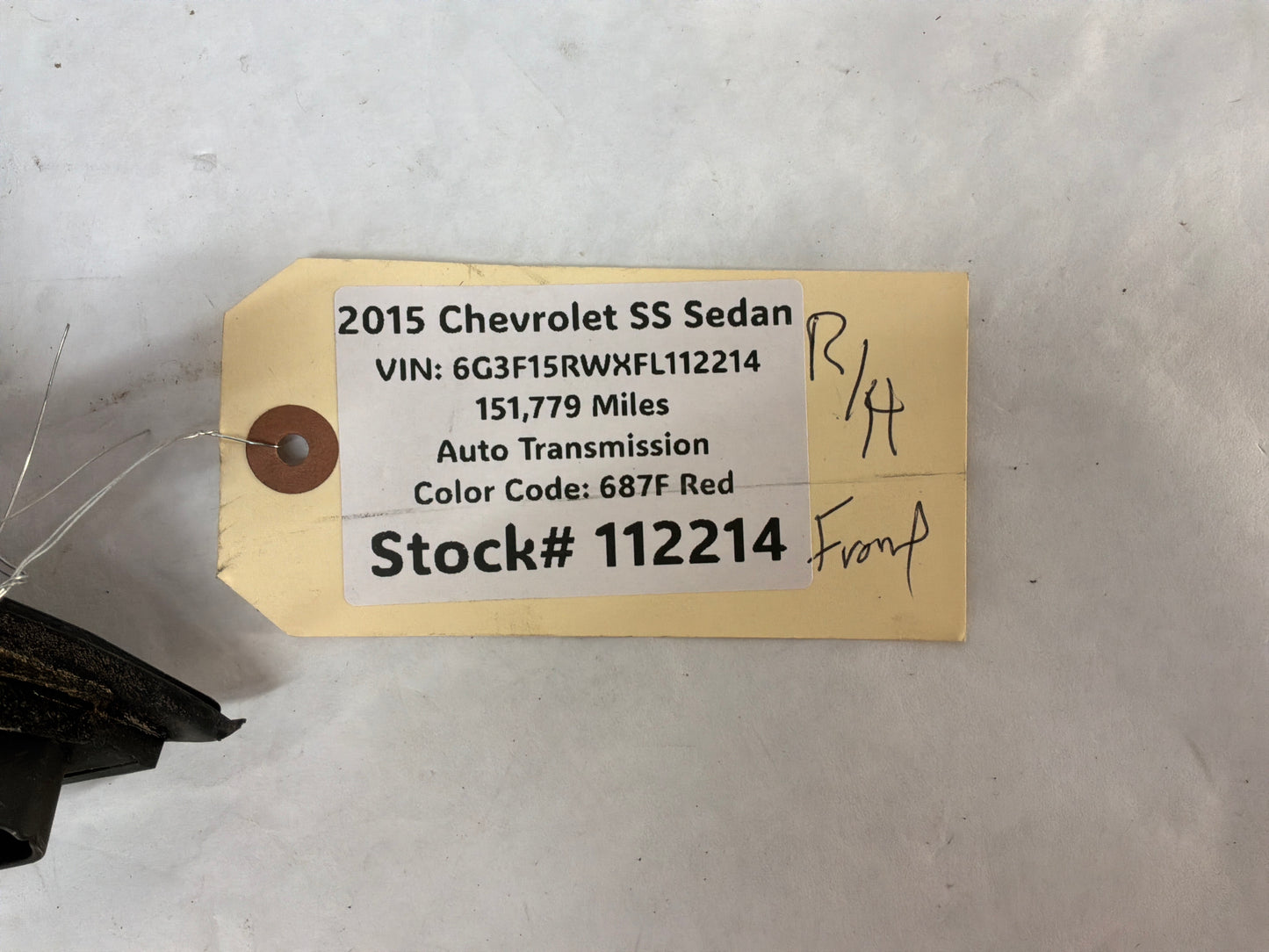 2015 Chevy SS Sedan RH Passenger Exterior Out Side Mirror Red OEM