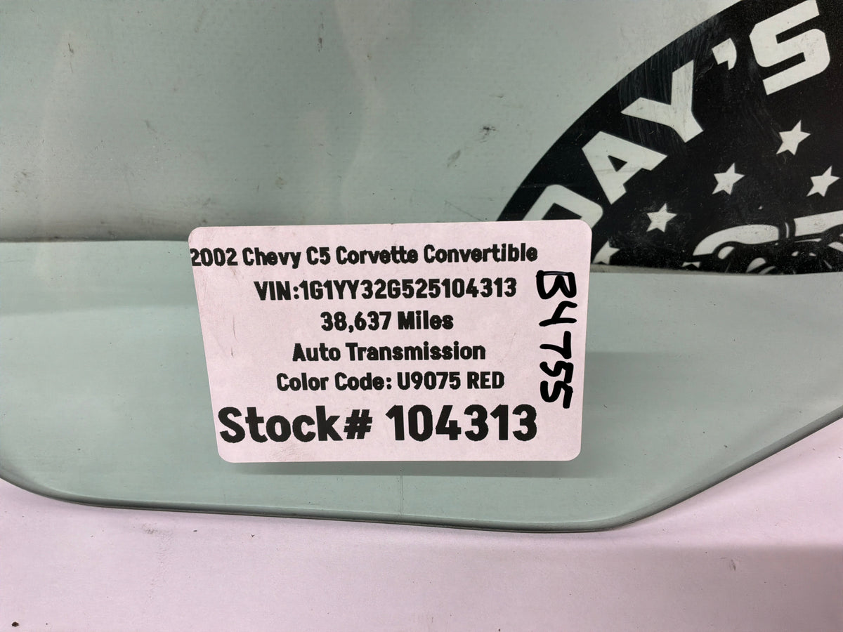 2002 Chevy Corvette Convertible LH Driver Front Door Window Glass OEM