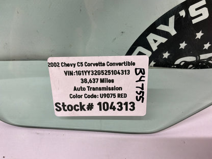 2002 Chevy Corvette Convertible LH Driver Front Door Window Glass OEM