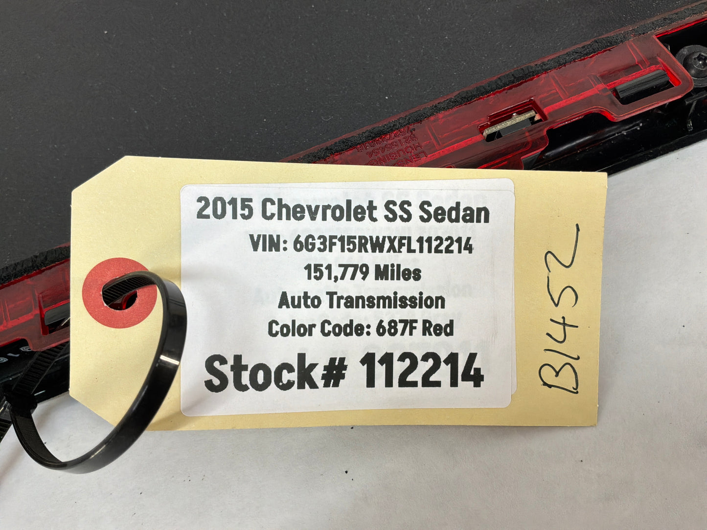 2015 Chevy SS Sedan 3rd Third High Mount Brake Light Rear Center Stop Lamp OEM