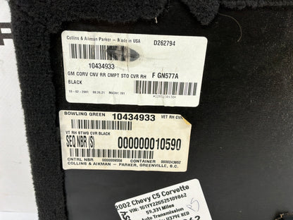 2002 Chevy C5 Corvette Rear Right Trunk Storage Trim Carpet Panel OEM