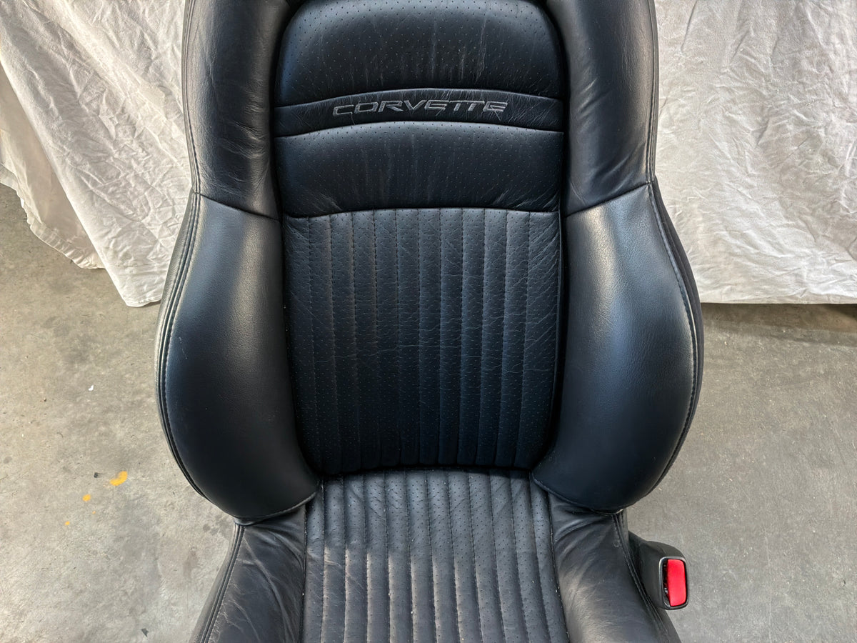2002 Chevy C5 Corvette Convertible Seats RH & LH Front Black Leather Seats OEM