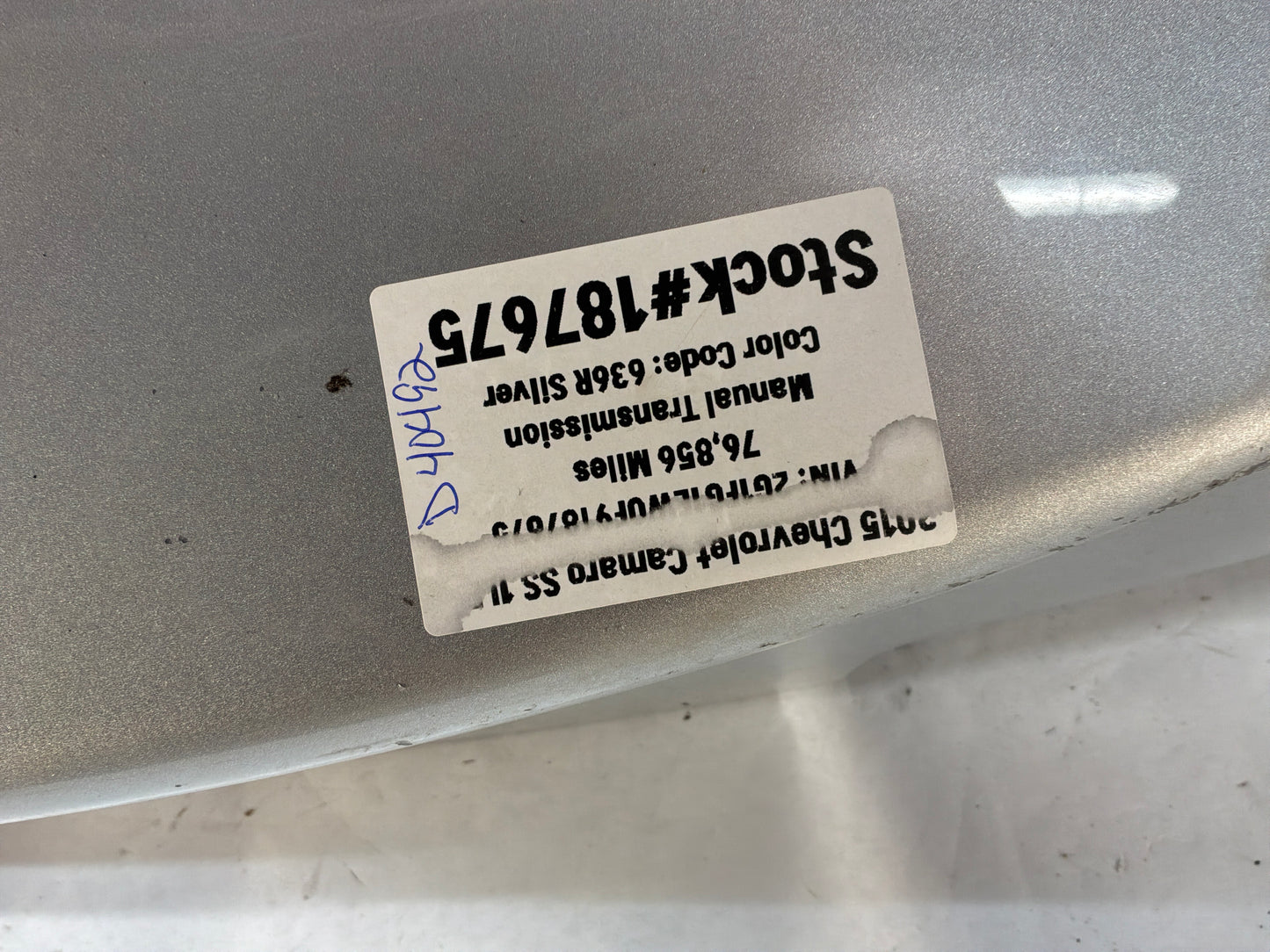 2015 Chevrolet Camaro SS 1LE Trunk Deck Lid Silver OEM