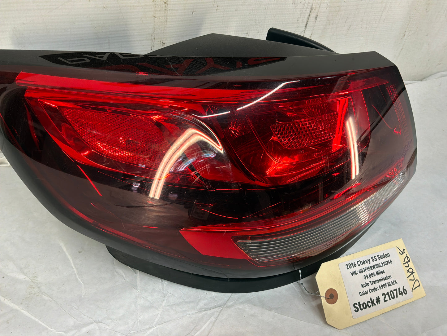 2016 Chevy SS Sedan LH Driver Outer Tail Light Taillight Stop Lamp OEM