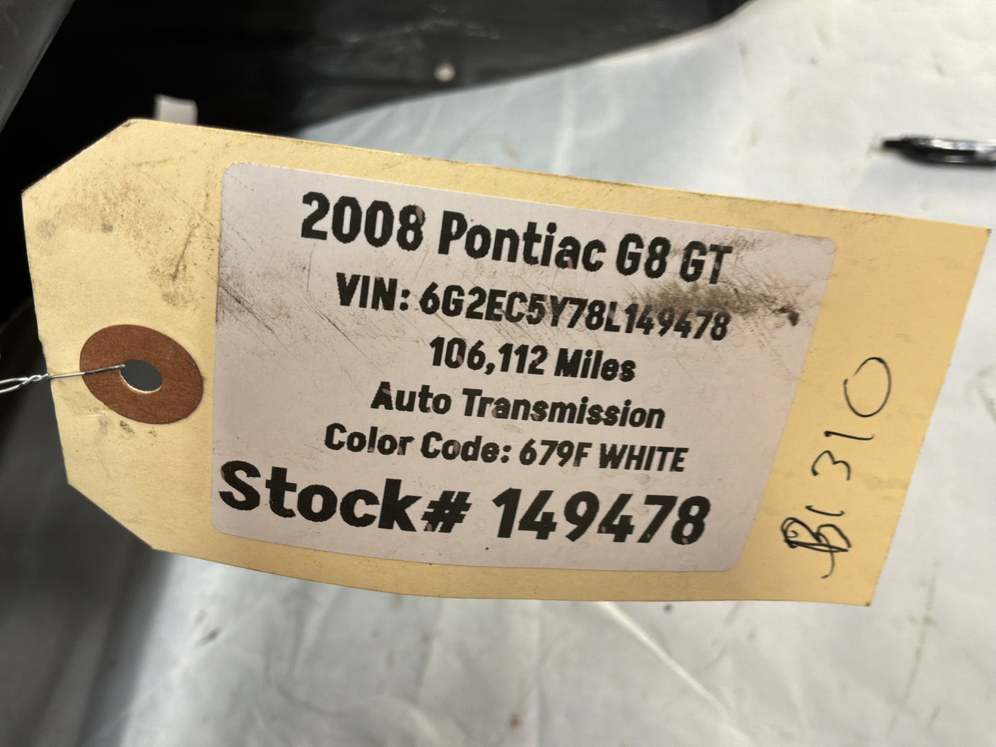 2008 Pontiac G8 GT RH Passenger Rear Fender Wheelhouse Well Liner OEM
