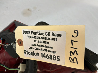 2008 Pontiac G8 Base RH Passenger Tail Light Taillight Lamp OEM