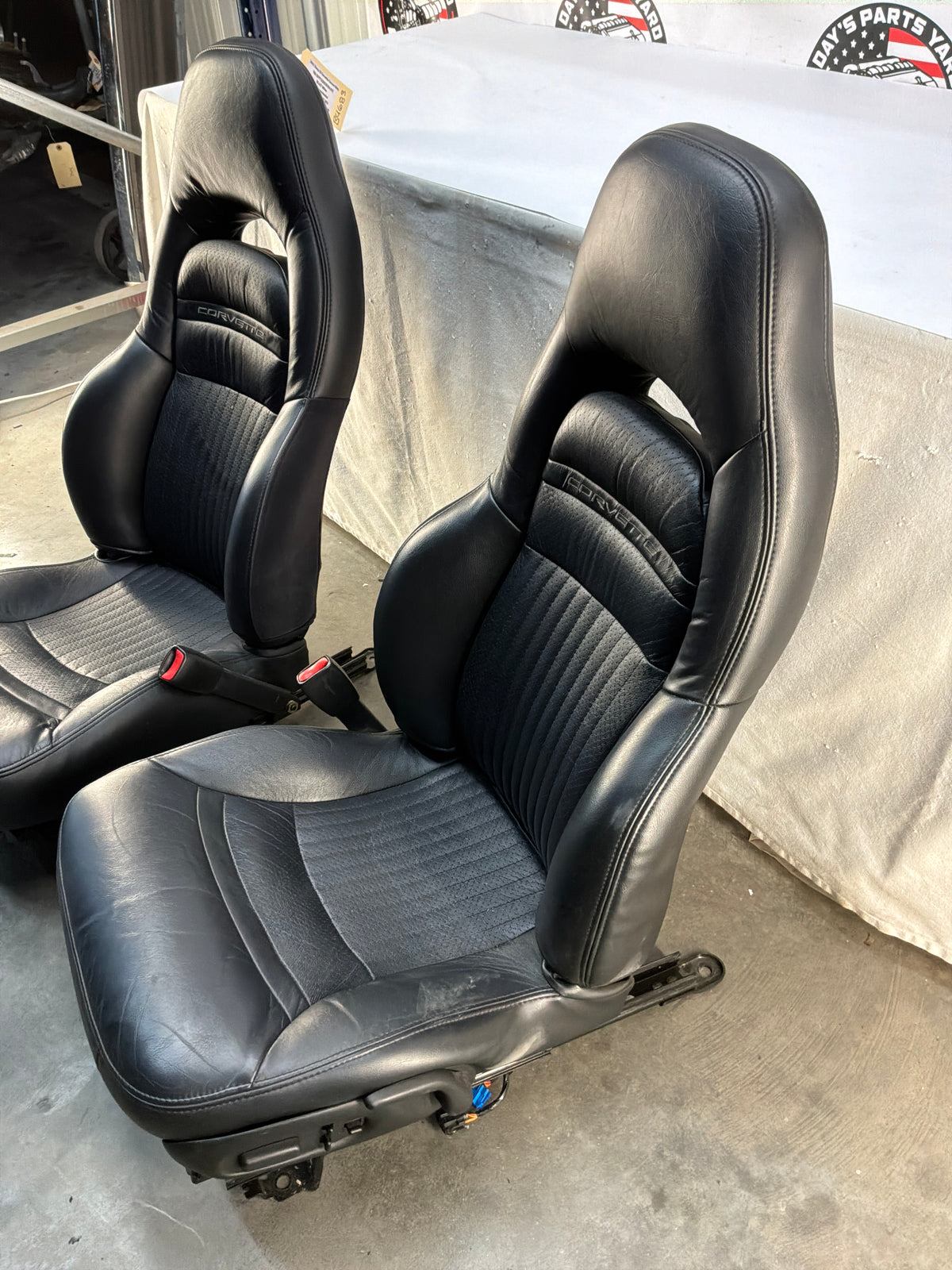 2002 Chevy C5 Corvette Convertible Seats RH & LH Front Black Leather Seats OEM