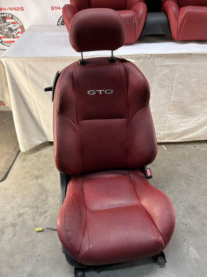 2004 Pontiac GTO Red Leather Seats Fronts and Rears OEM