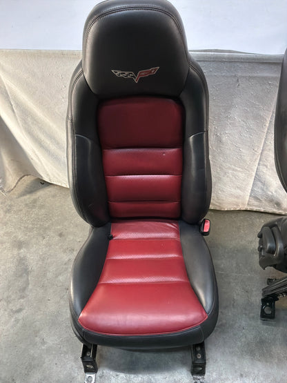 2007 Chevy C6 Corvette Convertible Seats RH & LH Front Seats OEM Red & Black