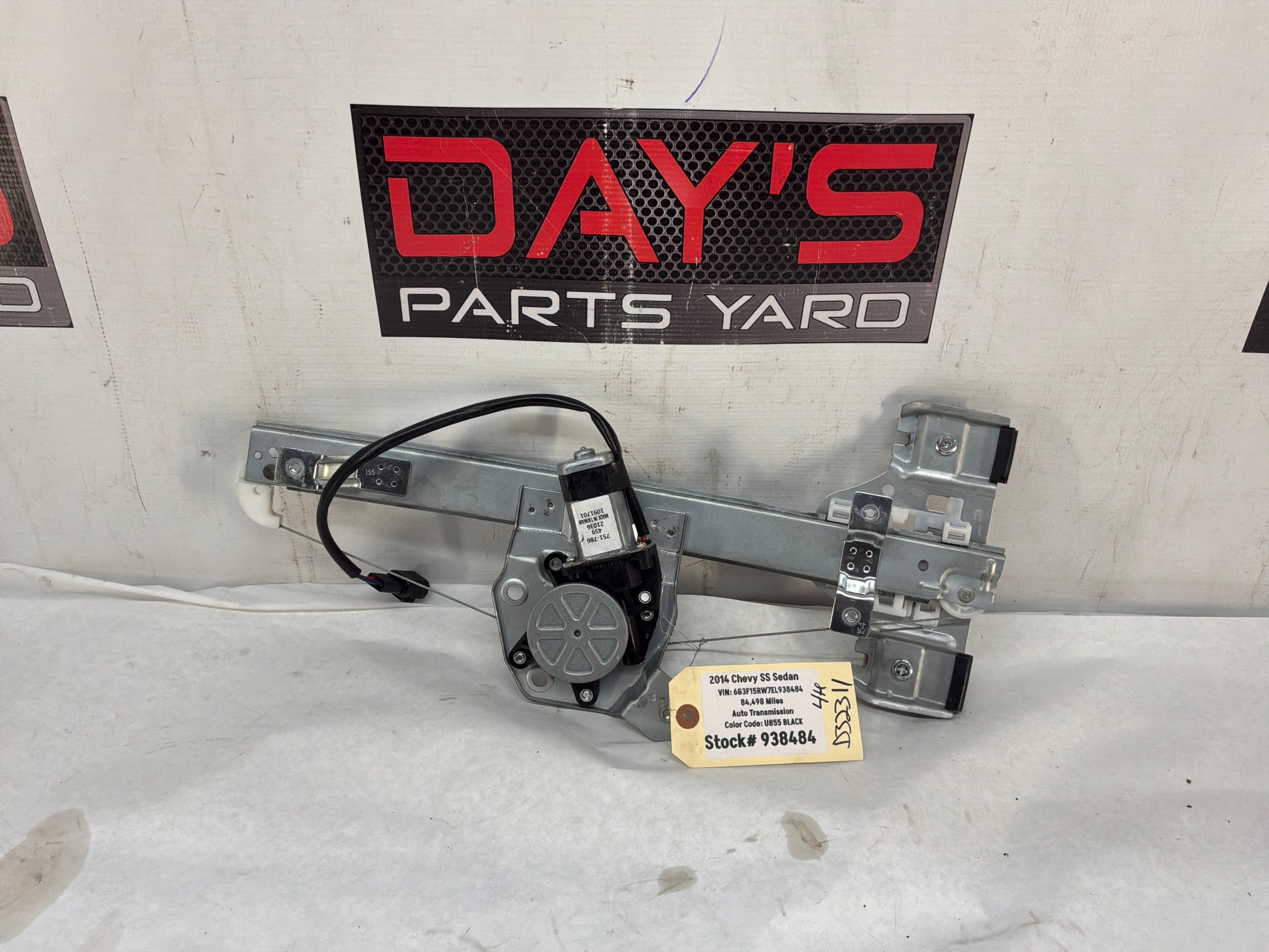 2014 Chevy SS Sedan LH Driver Rear Window Regulator w/ Motor OEM Aftermarket - Day's Parts Yard