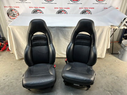 2002 Chevy C5 Corvette Convertible Seats RH & LH Front Black Leather Seats OEM