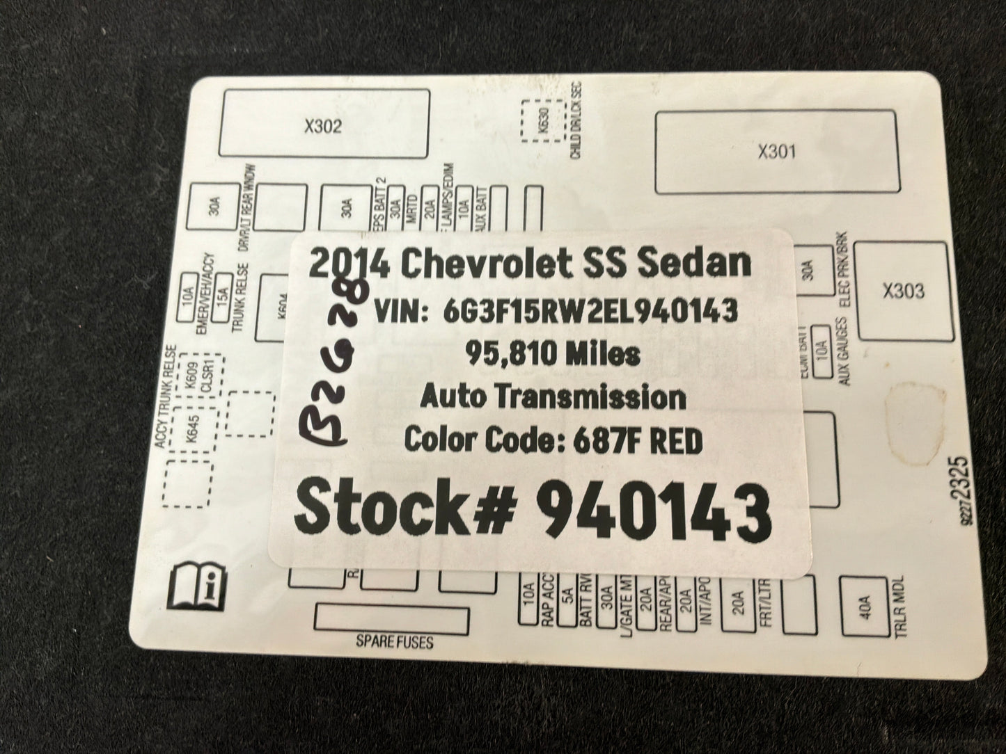 2014 Chevy SS Sedan Battery Stowage Access Hole Door Felt Trim Cover OEM
