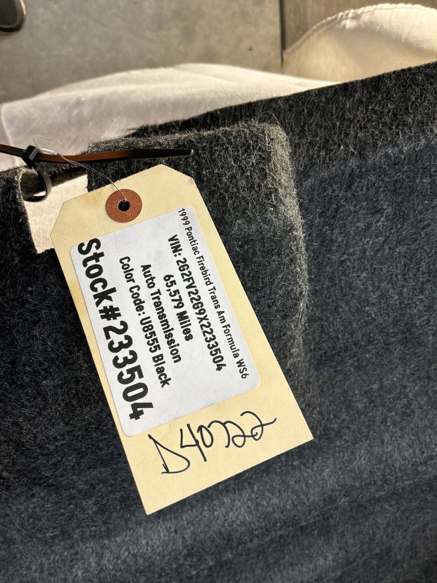 1999 Pontiac Firebird Trans Am Formula WS6 Trunk Hatch Carpet Liner Felt OEM