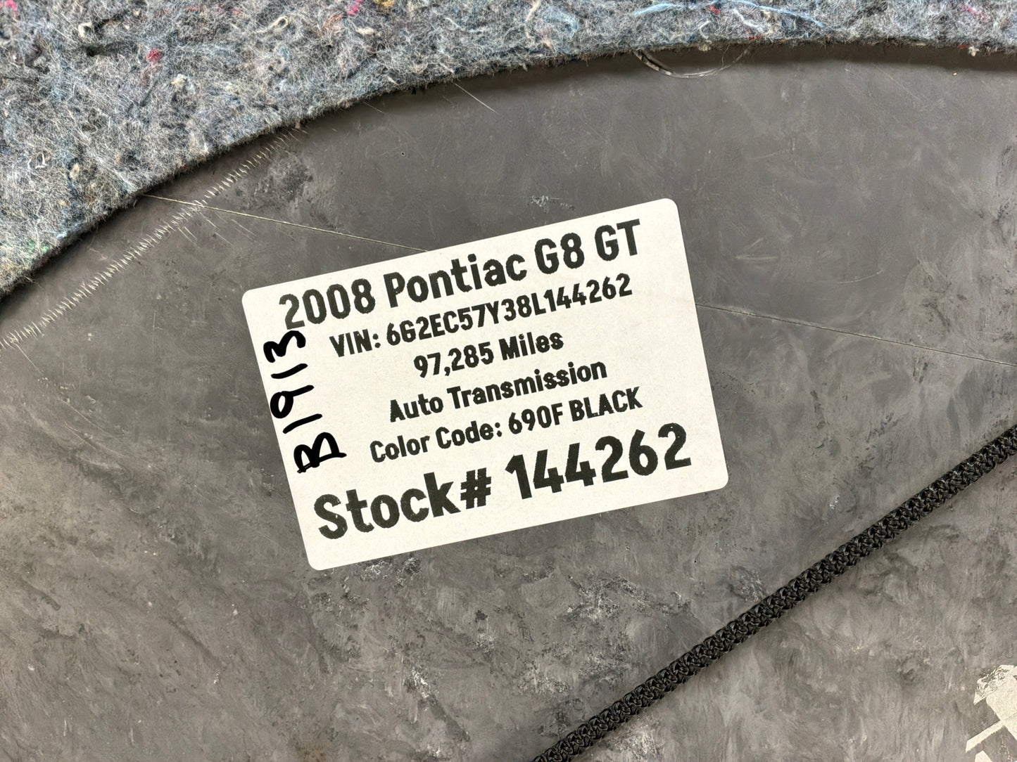 2008 Pontiac G8 GT Spare Tire Trunk Compartment Floor Carpet Mat Panel Cover OEM