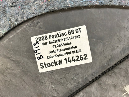 2008 Pontiac G8 GT Spare Tire Trunk Compartment Floor Carpet Mat Panel Cover OEM