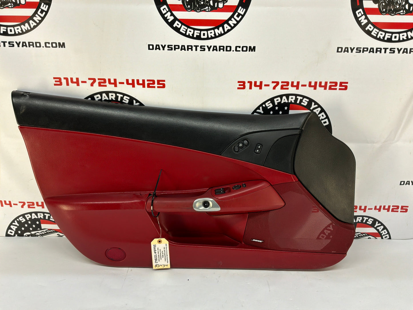 2007 Chevy C6 Corvette Convertible LH Driver Interior Door Panel Red OEM