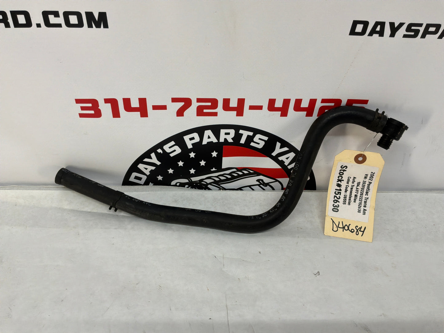 2002 Pontiac Trans Am WS6 Brake Booster Vacuum Hose OEM