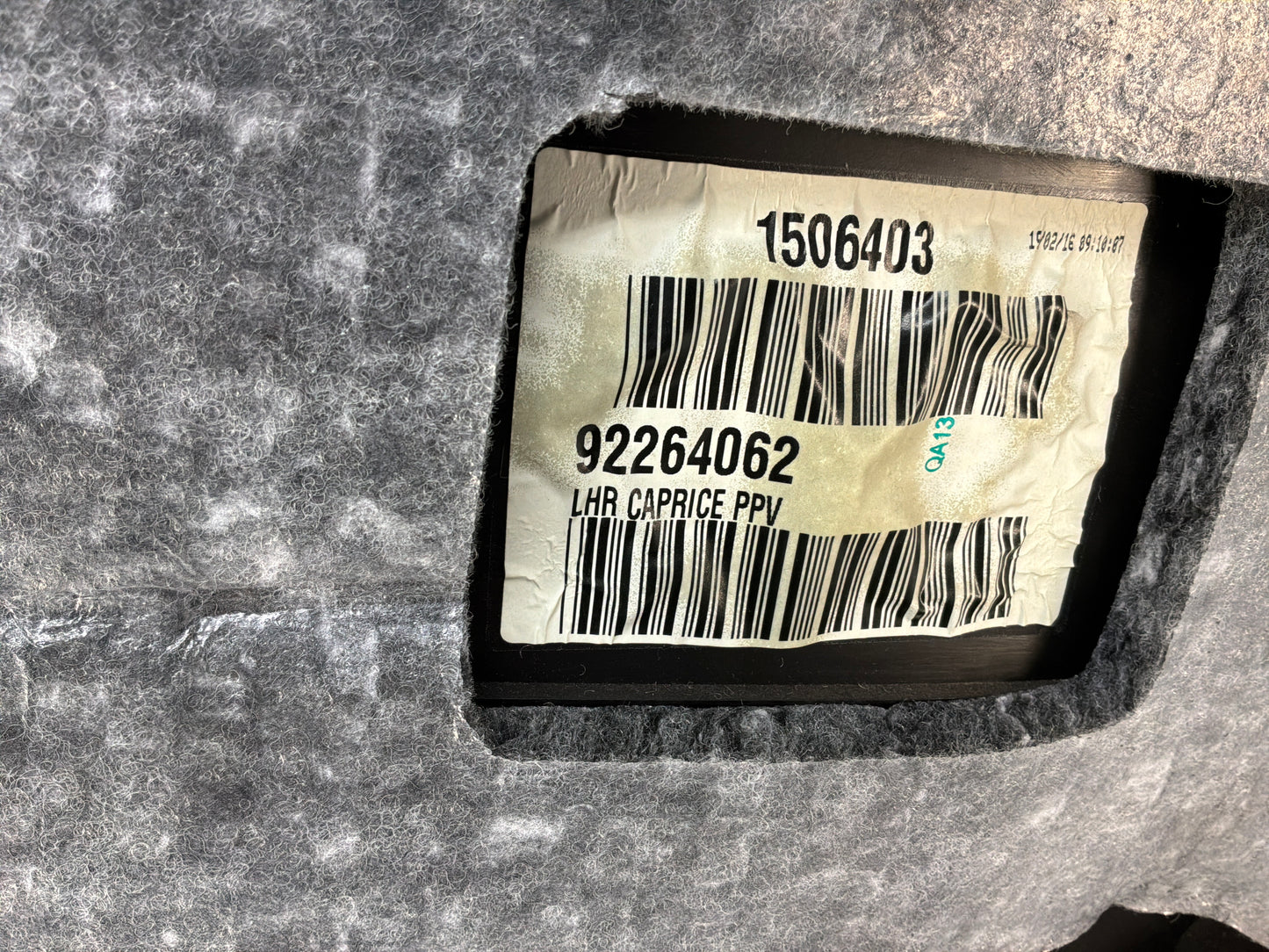 2016 Chevy Caprice PPV LH Driver Rear Door Panel OEM