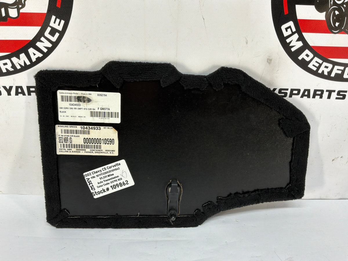 2002 Chevy C5 Corvette Rear Right Trunk Storage Trim Carpet Panel OEM