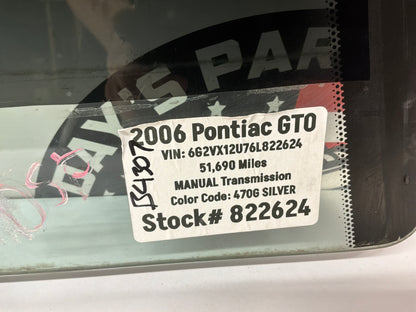 2006 Pontiac GTO LH Driver Front Door Window Glass OEM