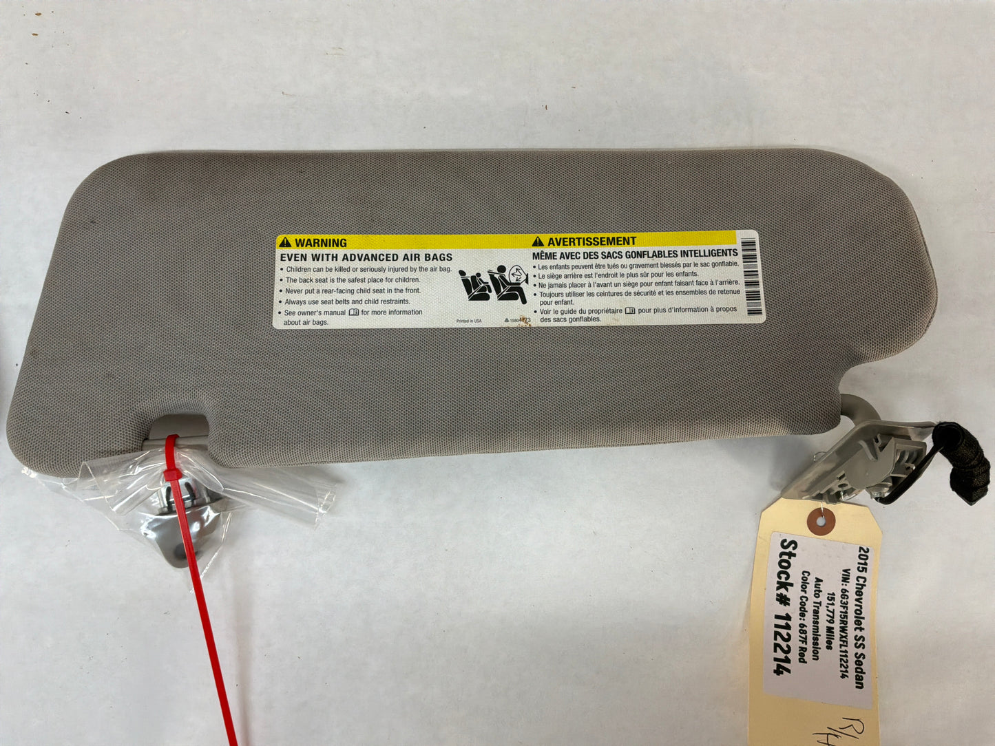 2015 Chevy SS Sedan RH & LH Sun Visor Sunvisor Shade OEM