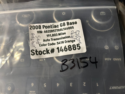 2008 Pontiac G8 Base Interior Package Tray Childs Car Seat Anchor Points OEM