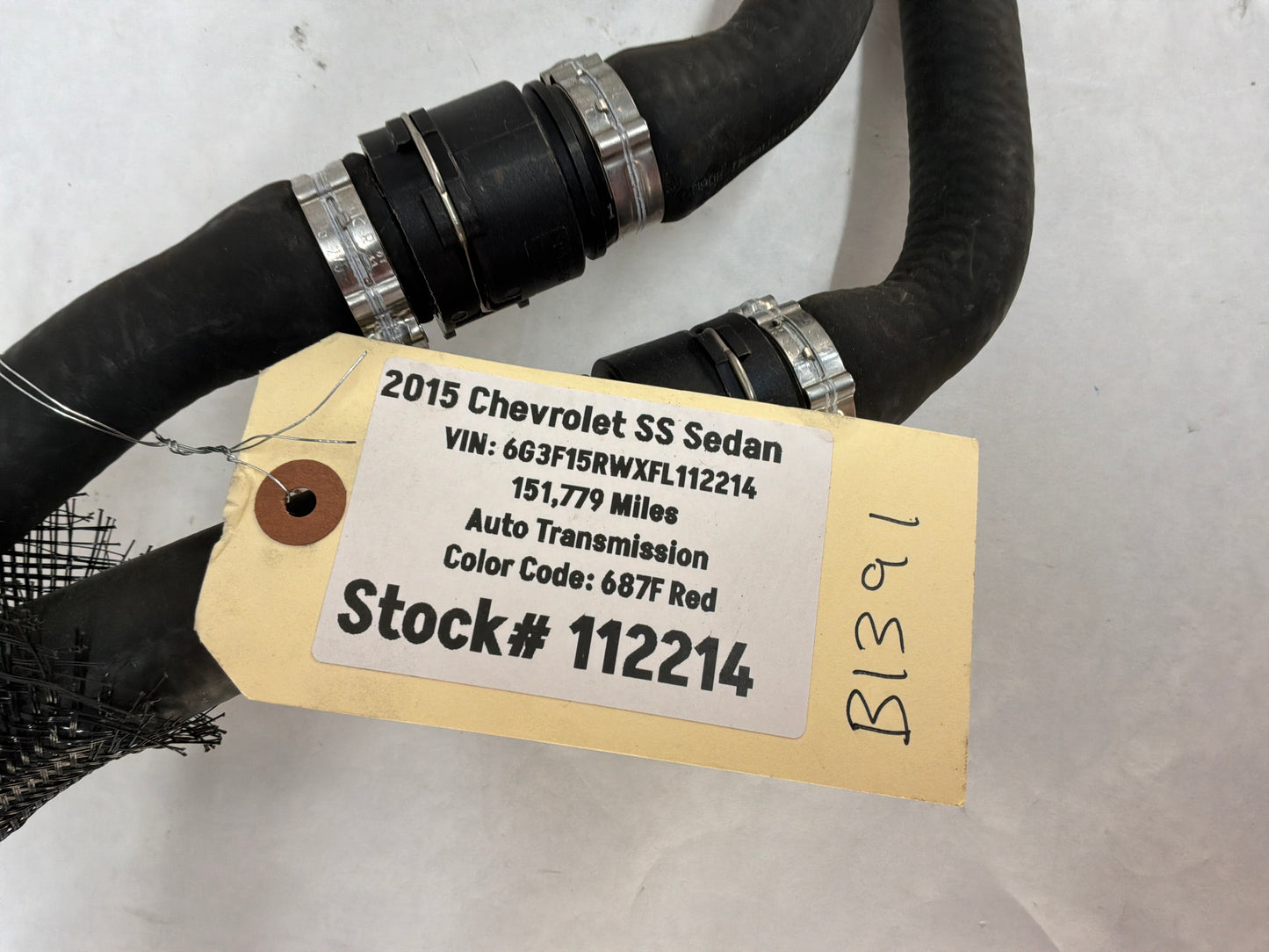 2015 Chevy SS Sedan HVAC Heater Core Hose Lines Tubes OEM