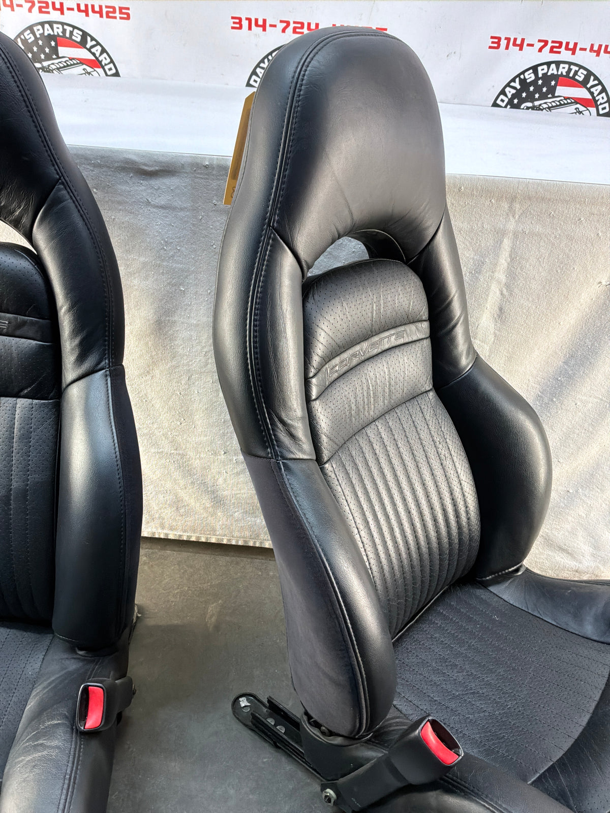 2002 Chevy C5 Corvette Convertible Seats RH & LH Front Black Leather Seats OEM