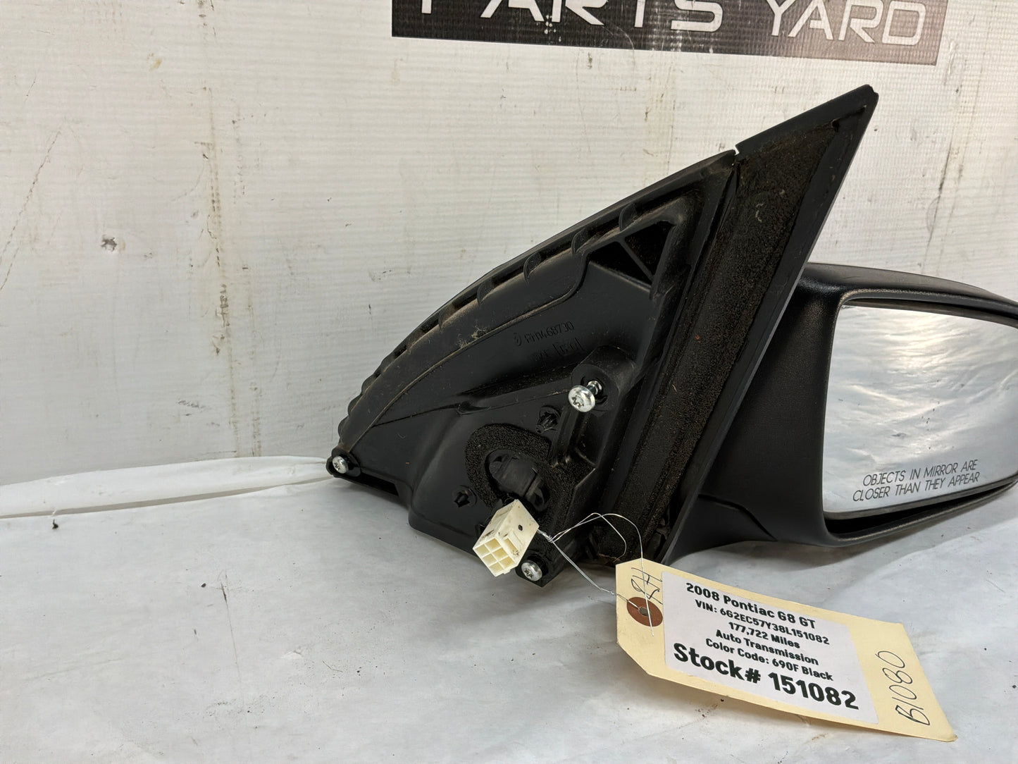 2008 Pontiac G8 GT RH Passenger Exterior Out Side Mirror Black OEM