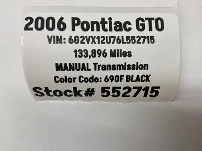 2006 Pontiac GTO Front Bumper Cover Fascia Black OEM