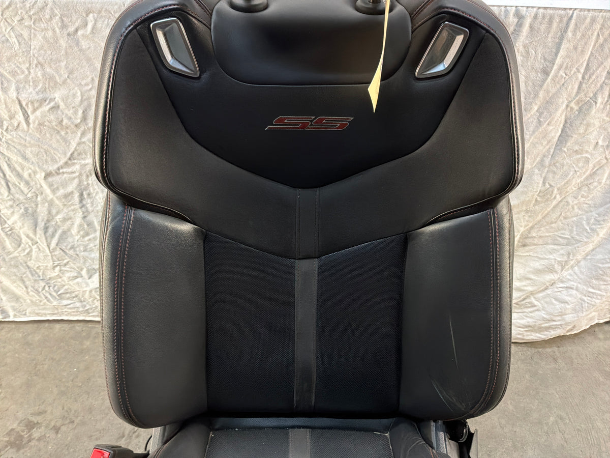 2017 Chevy SS Sedan Front LH Driver Seat Black Leather Alcantara Suede OEM