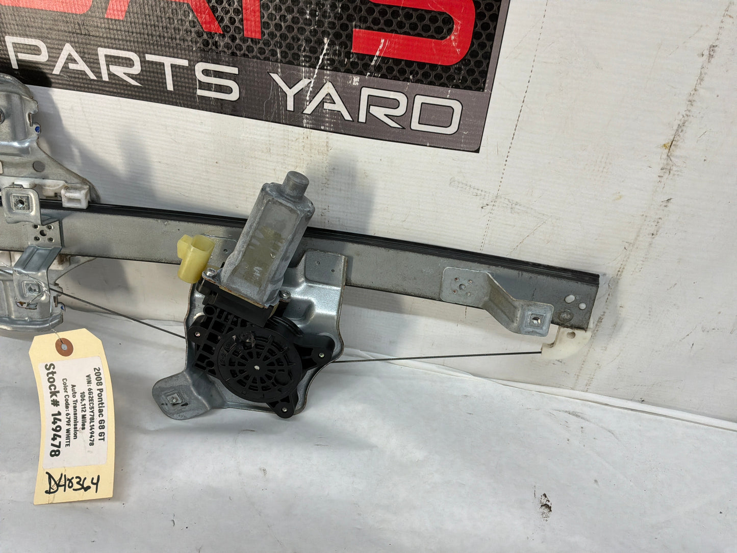 2008 Pontiac G8 GT RH Passenger Rear Door Window Regulator Motor OEM