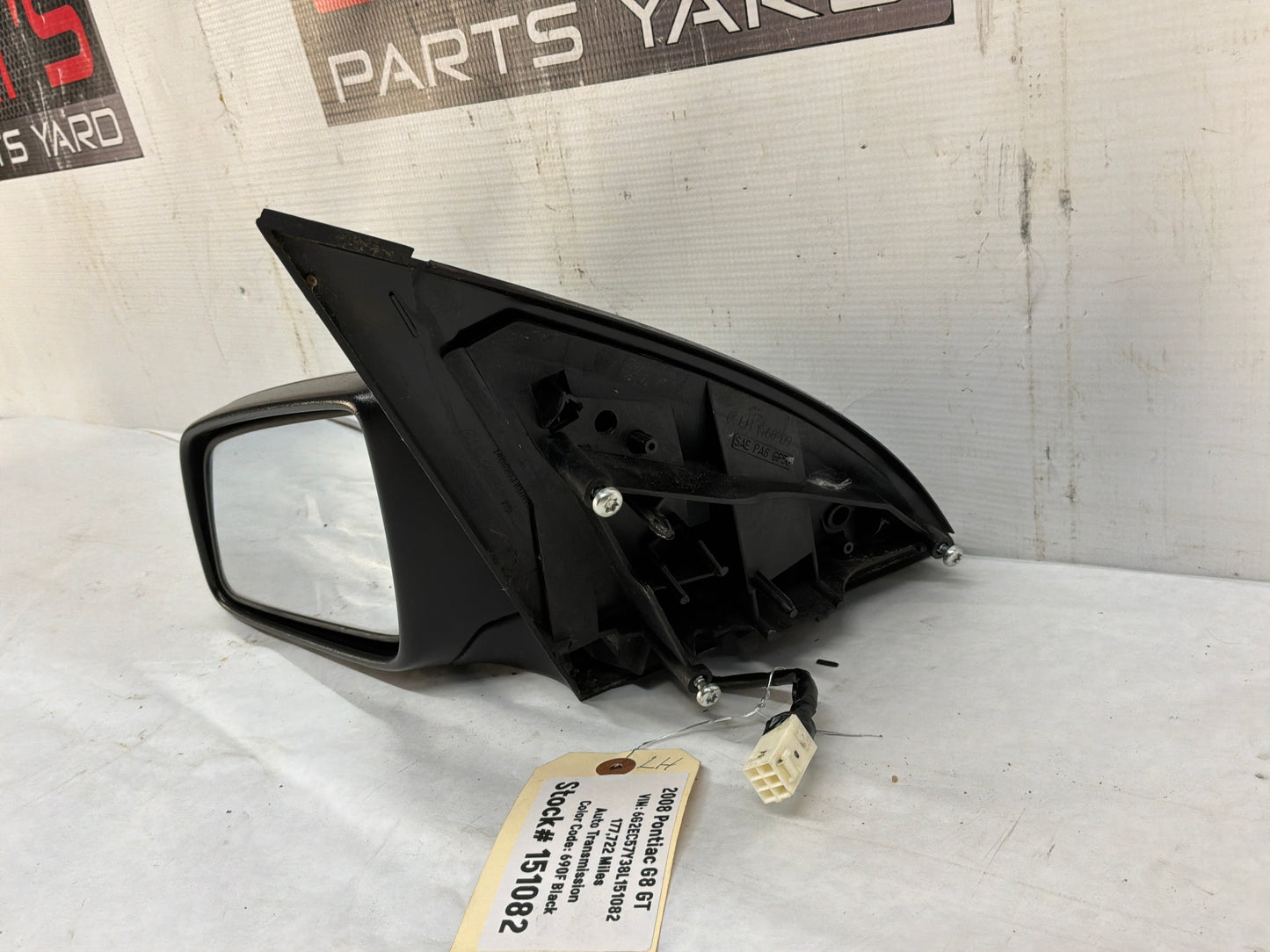 2008 Pontiac G8 GT LH Driver Exterior Out Side Mirror Black OEM