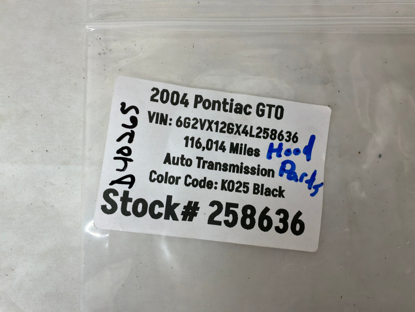 2004 Pontiac GTO Hood Release Striker & Adjustment Rubbers Bumpers OEM