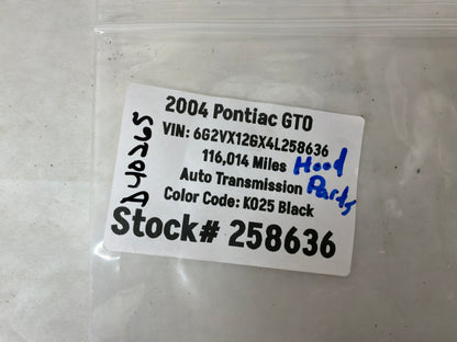 2004 Pontiac GTO Hood Release Striker & Adjustment Rubbers Bumpers OEM