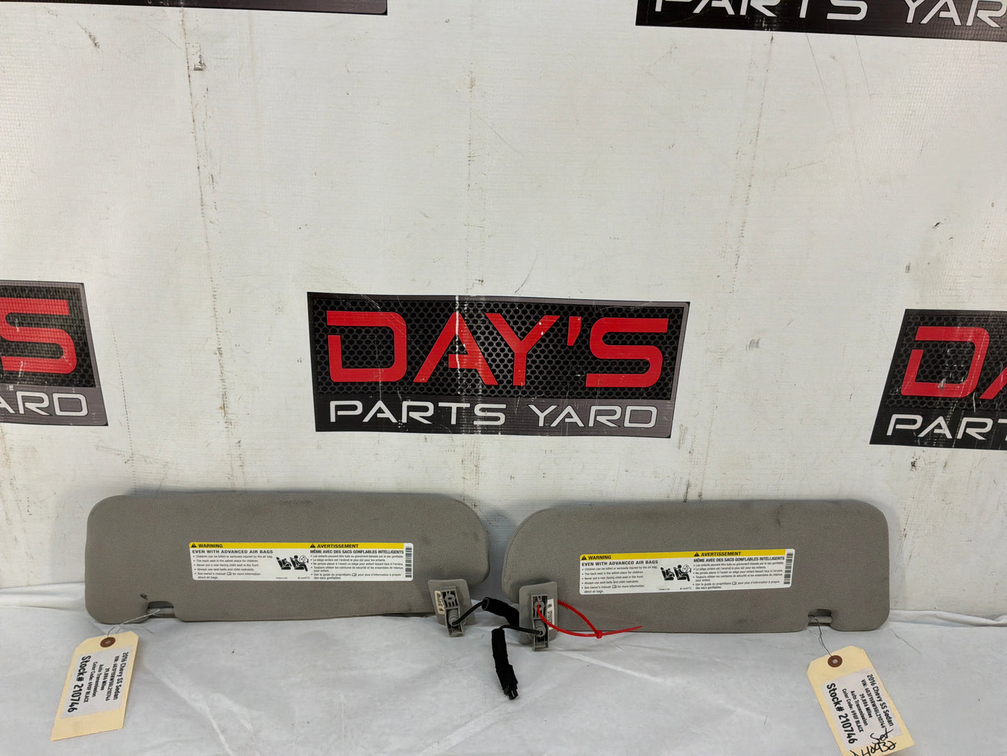 2016 Chevy SS Sedan RH & LH Sunvisors Sun Visors w/ Clips OEM