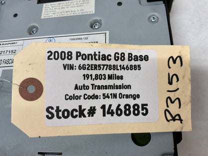 2008 Pontiac G8 Base Blaupunkt AM FM Radio CD Player Climate Control Face Plate OEM