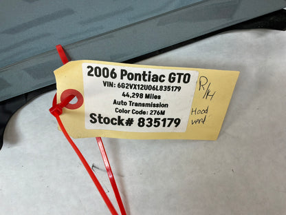 2006 Pontiac GTO Rh Hood Vent OEM