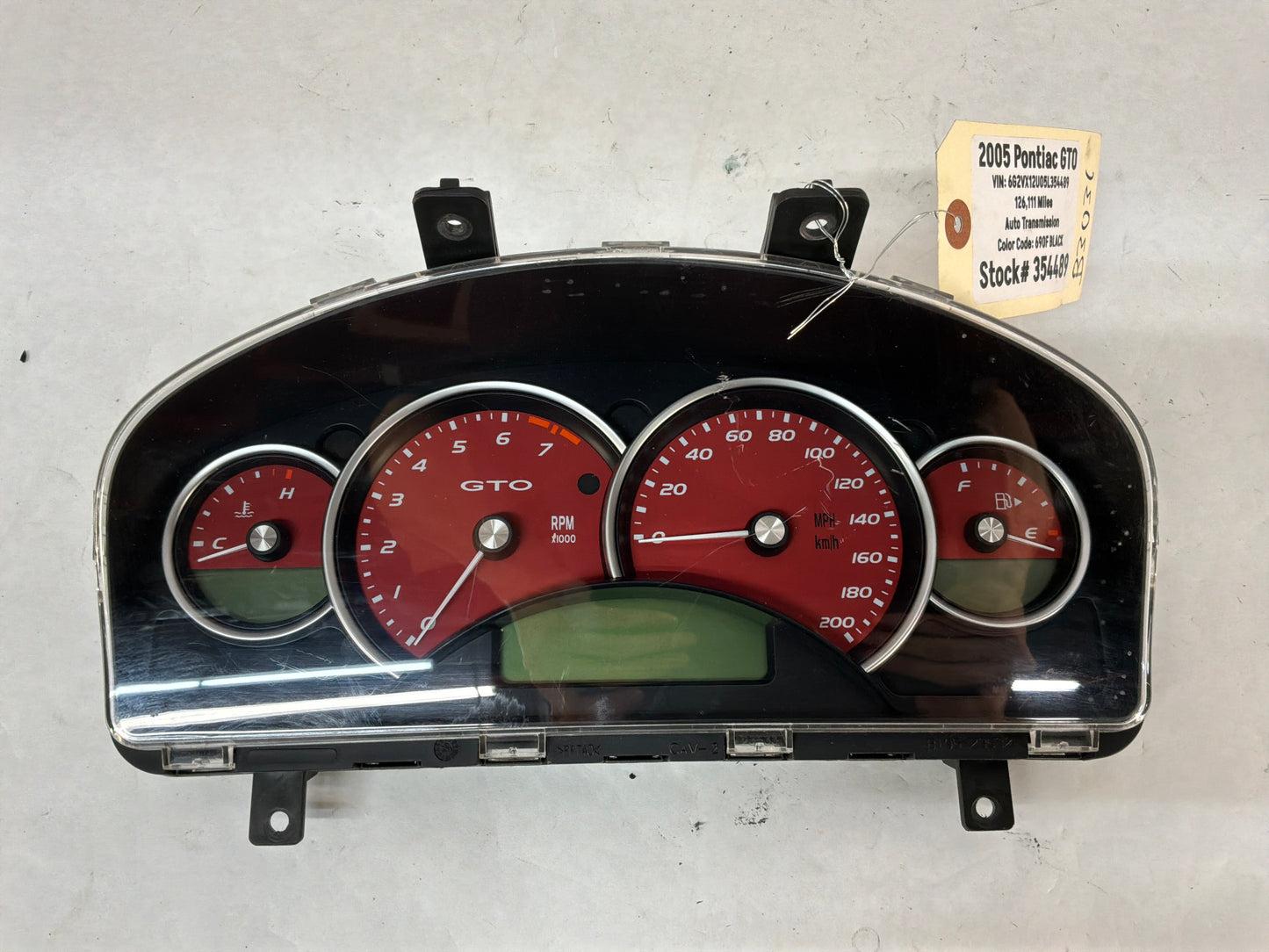 2005 Pontiac GTO Red Instrument Panel Gauge Cluster Speedometer OEM