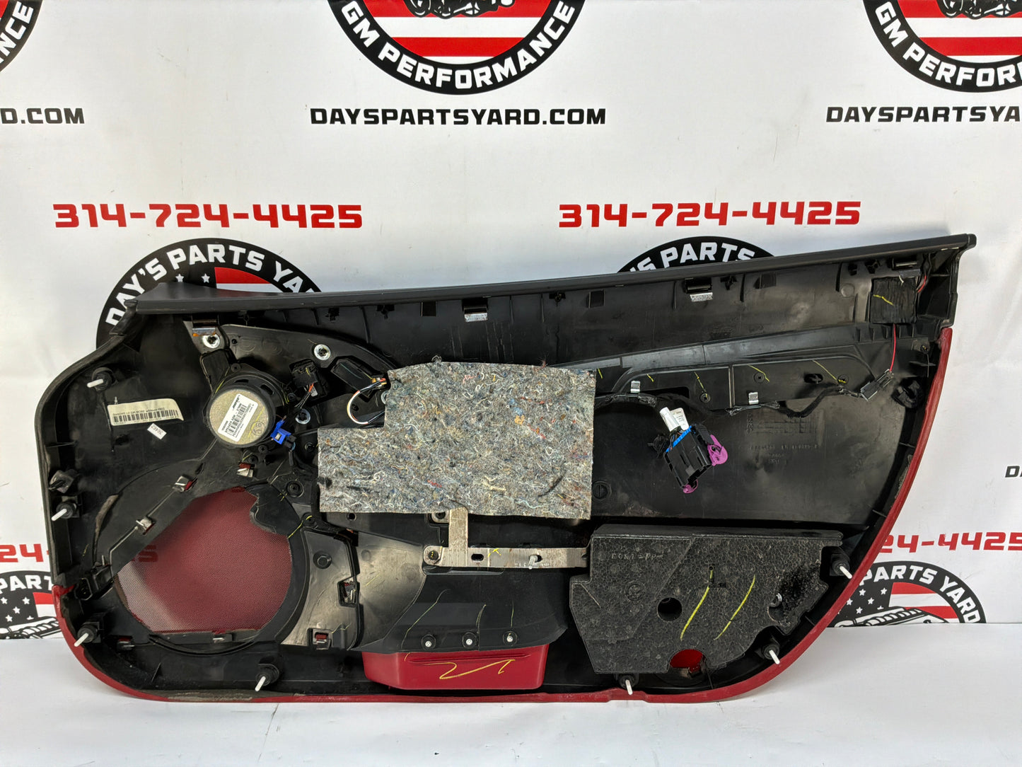2007 Chevy C6 Corvette Convertible LH Driver Interior Door Panel Red OEM