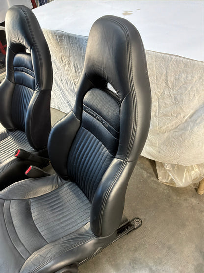 2002 Chevy C5 Corvette Convertible Seats RH & LH Front Black Leather Seats OEM