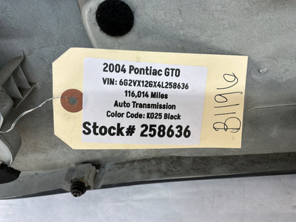 2004 Pontiac GTO Trunk Deck Lid Filler Insert Applique Panel Black OEM