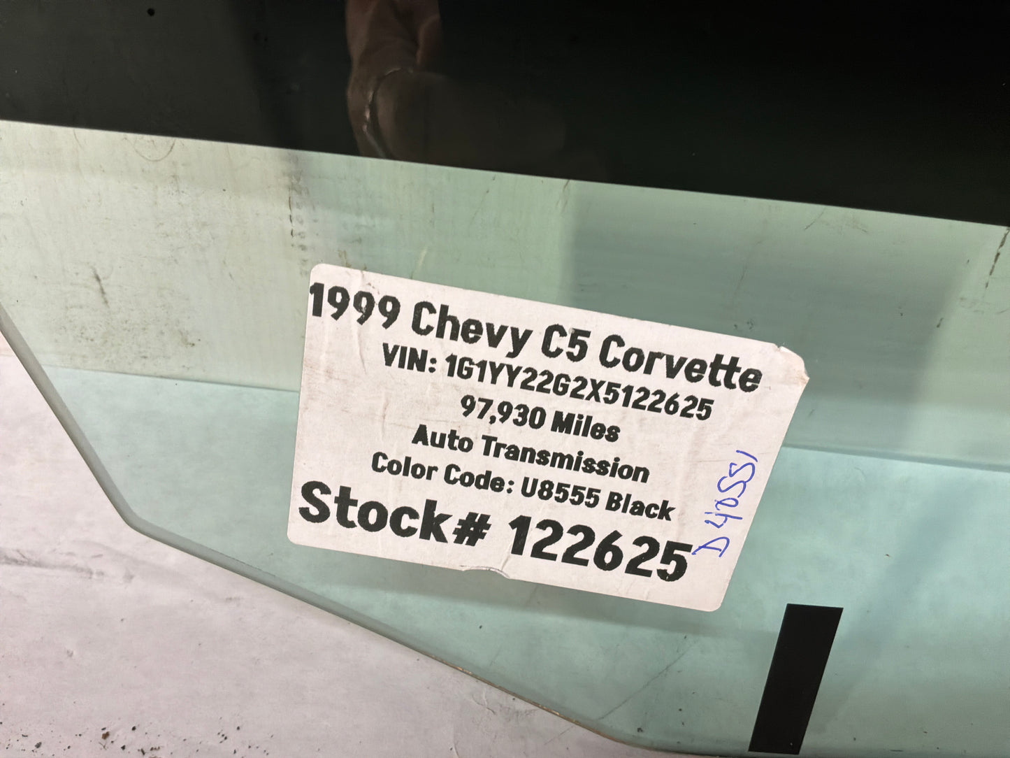 1999 Chevy C5 Corvette LH Driver Front Door Window Glass OEM