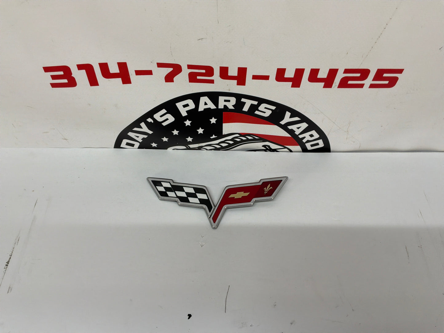 2007 Chevy C6 Corvette Convertible Rear Trunk Crossed Flag Badge Emblem OEM