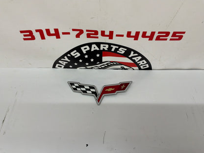 2007 Chevy C6 Corvette Convertible Rear Trunk Crossed Flag Badge Emblem OEM