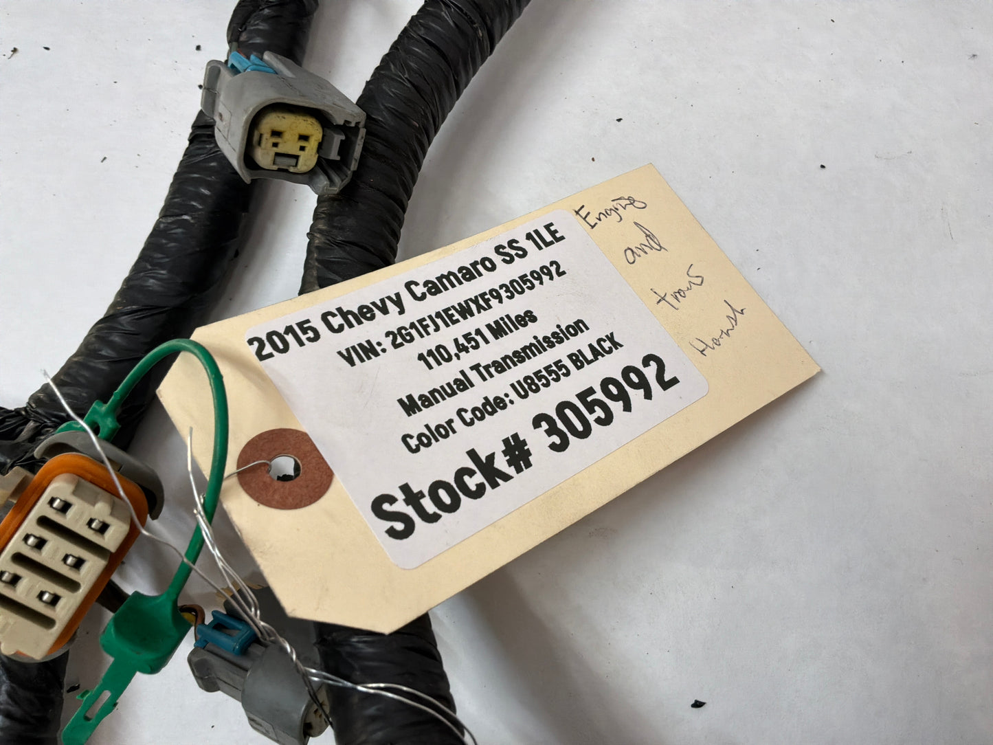 2015 Chevy Camaro SS 1LE Engine Motor Manual Transmission Wiring Wire Harness OEM