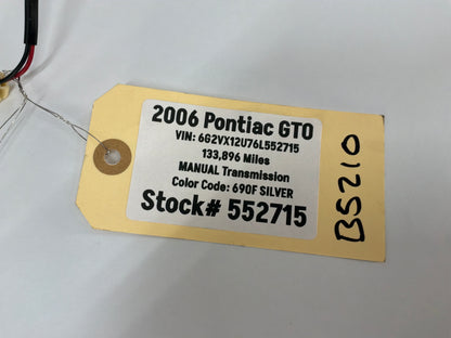 2006 Pontiac GTO Trunk Deck Lid Spoiler Wing OEM