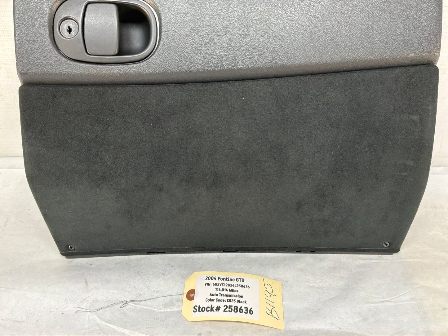 2004 Pontiac GTO Glove Box Assembly Compartment Black Suede OEM