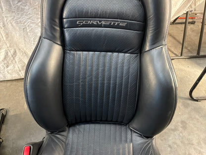 2002 Chevy C5 Corvette Convertible Seats RH & LH Front Black Leather Seats OEM