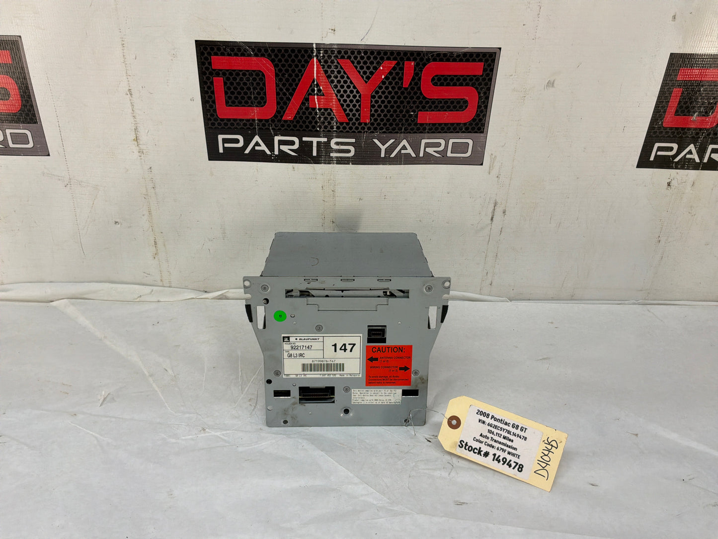 2008 Pontiac G8 GT C/D Radio Receiver Stereo Blaupunkdt Head Unit OEM